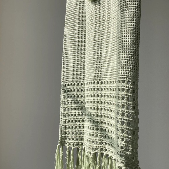 cotton crochet fringe midi skirt in sage - Picture 10 of 14